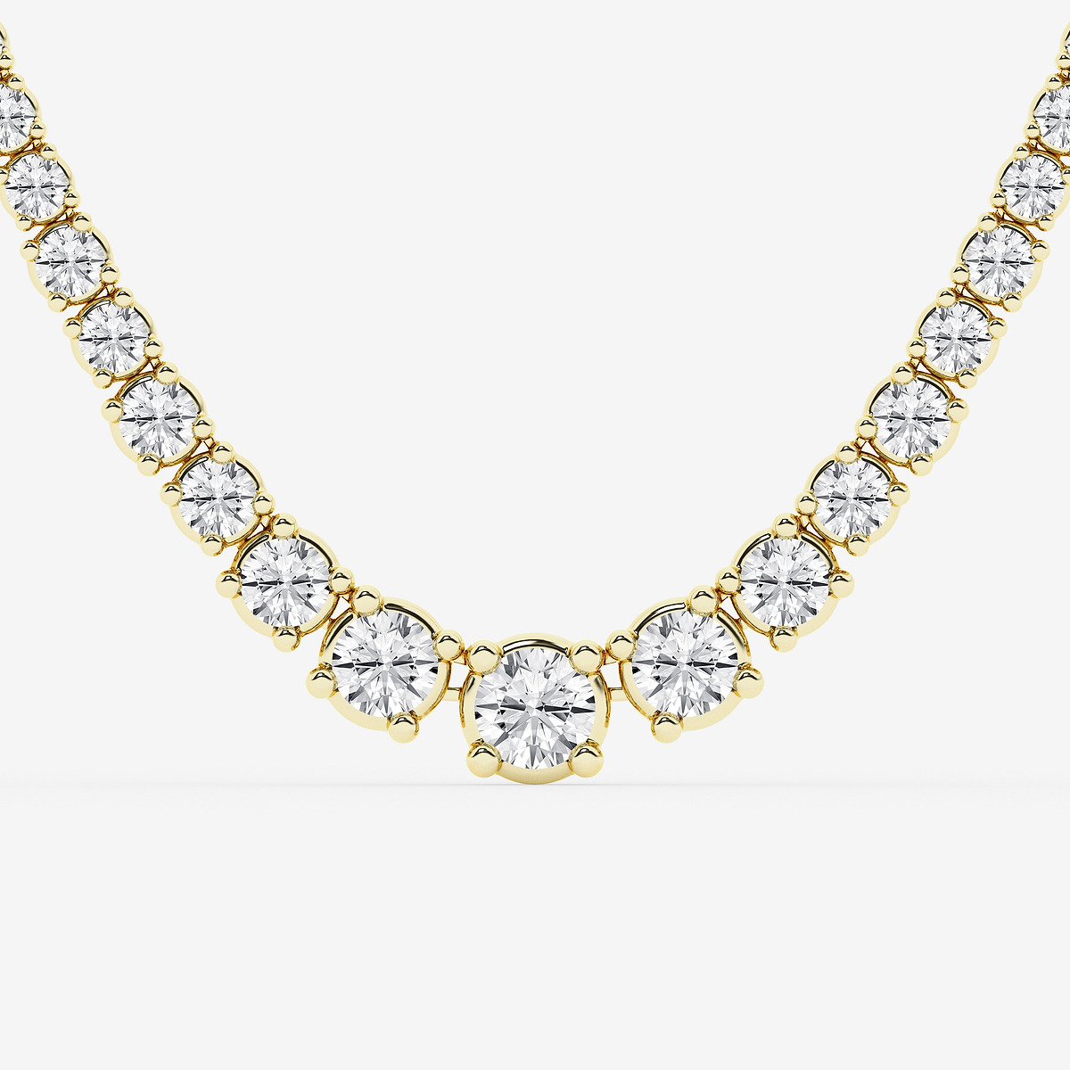 Additional Image 1 for  15 ctw Round Lab Grown Diamond Four Prong Graduated Tennis Necklace